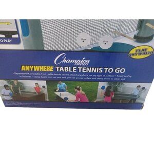 Champion Sports Anywhere Table Tennis Net With Post 2 Paddles 3 Balls Carry Bag